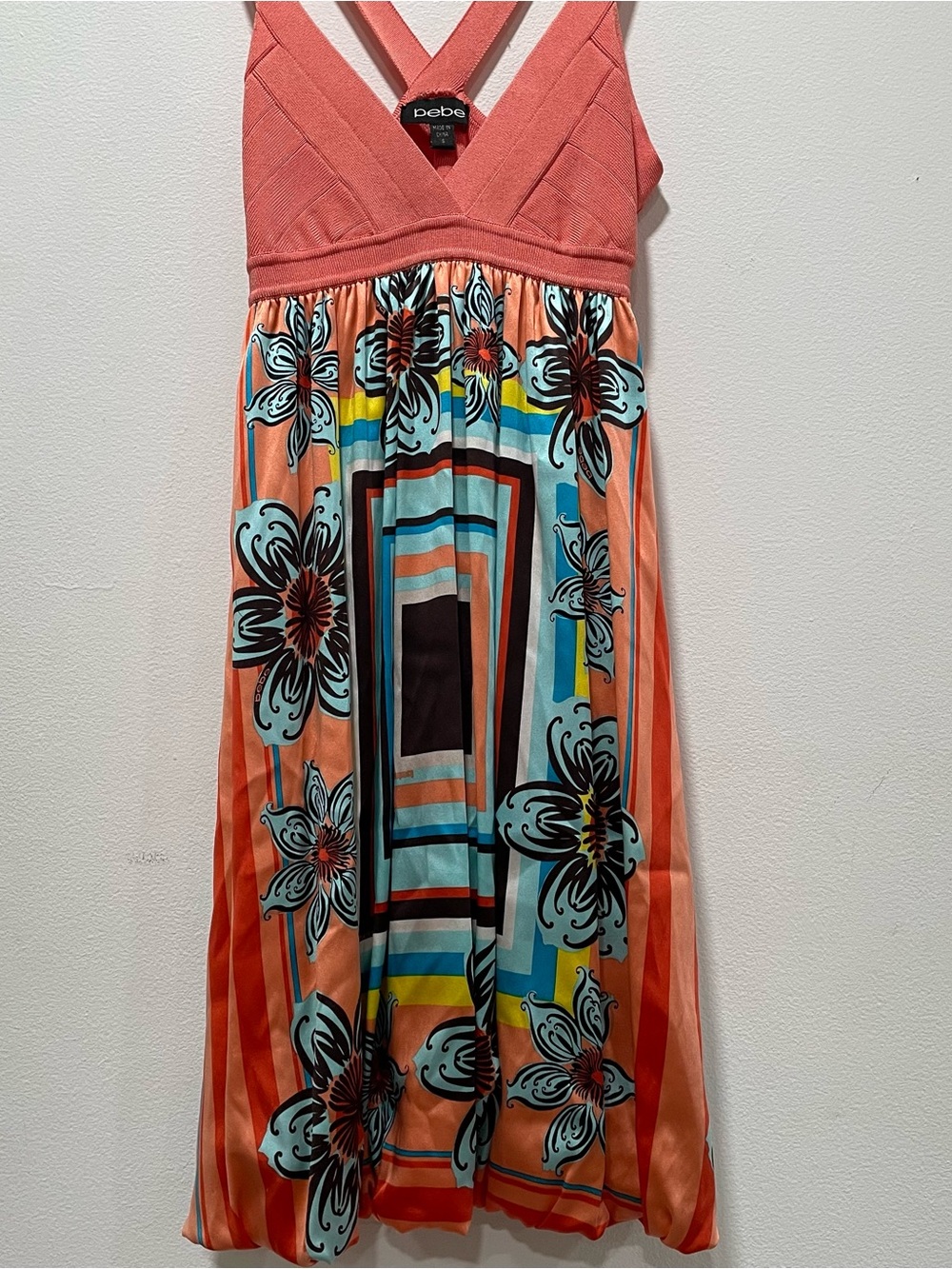 bebe Coral Cross-Back Knit Dress